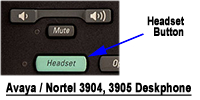 Avaya Call Center Headsets Avaya Nortel phone model 3904 & 3905 Headset key
