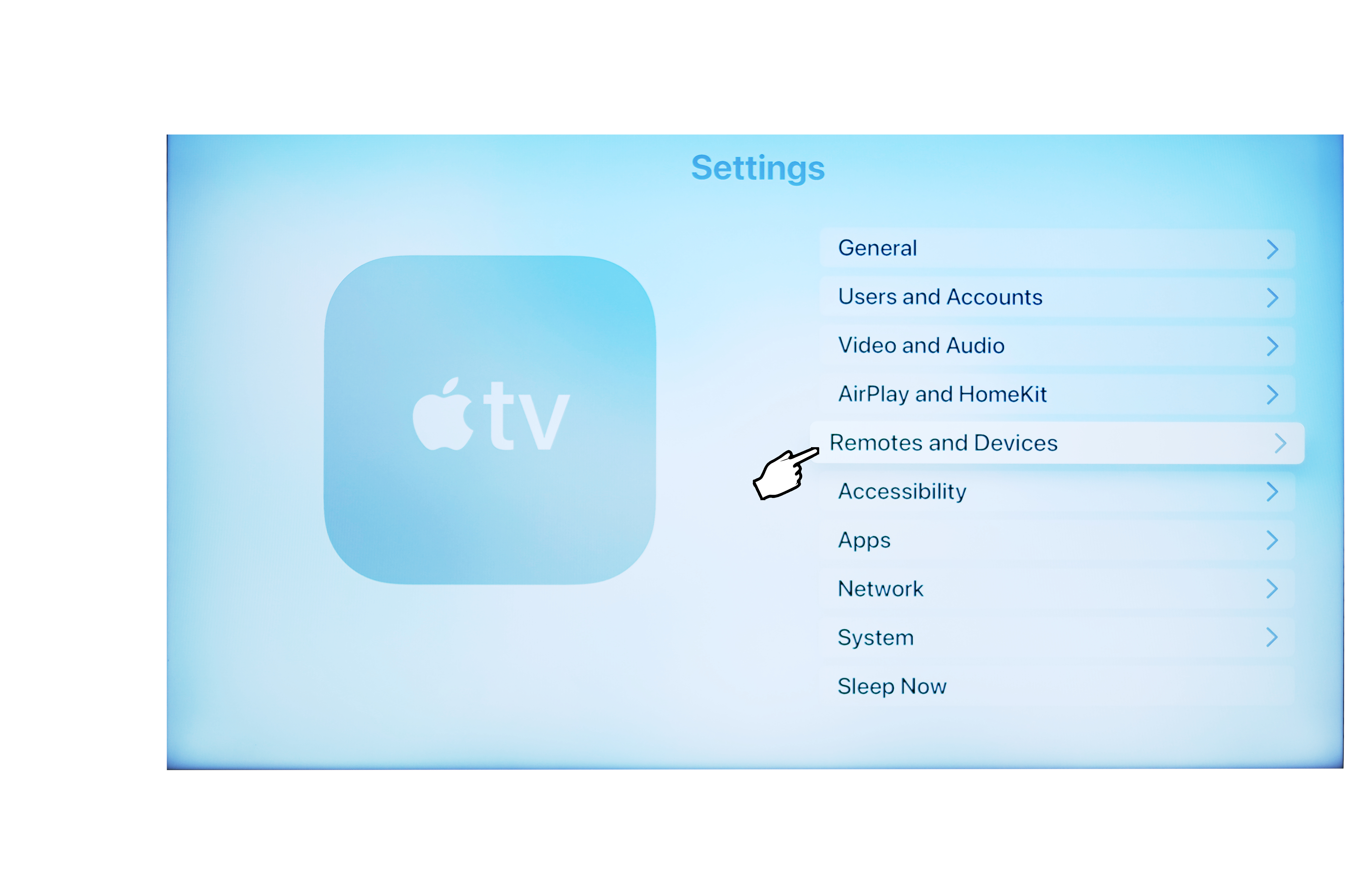 Apple TV Setting Page
