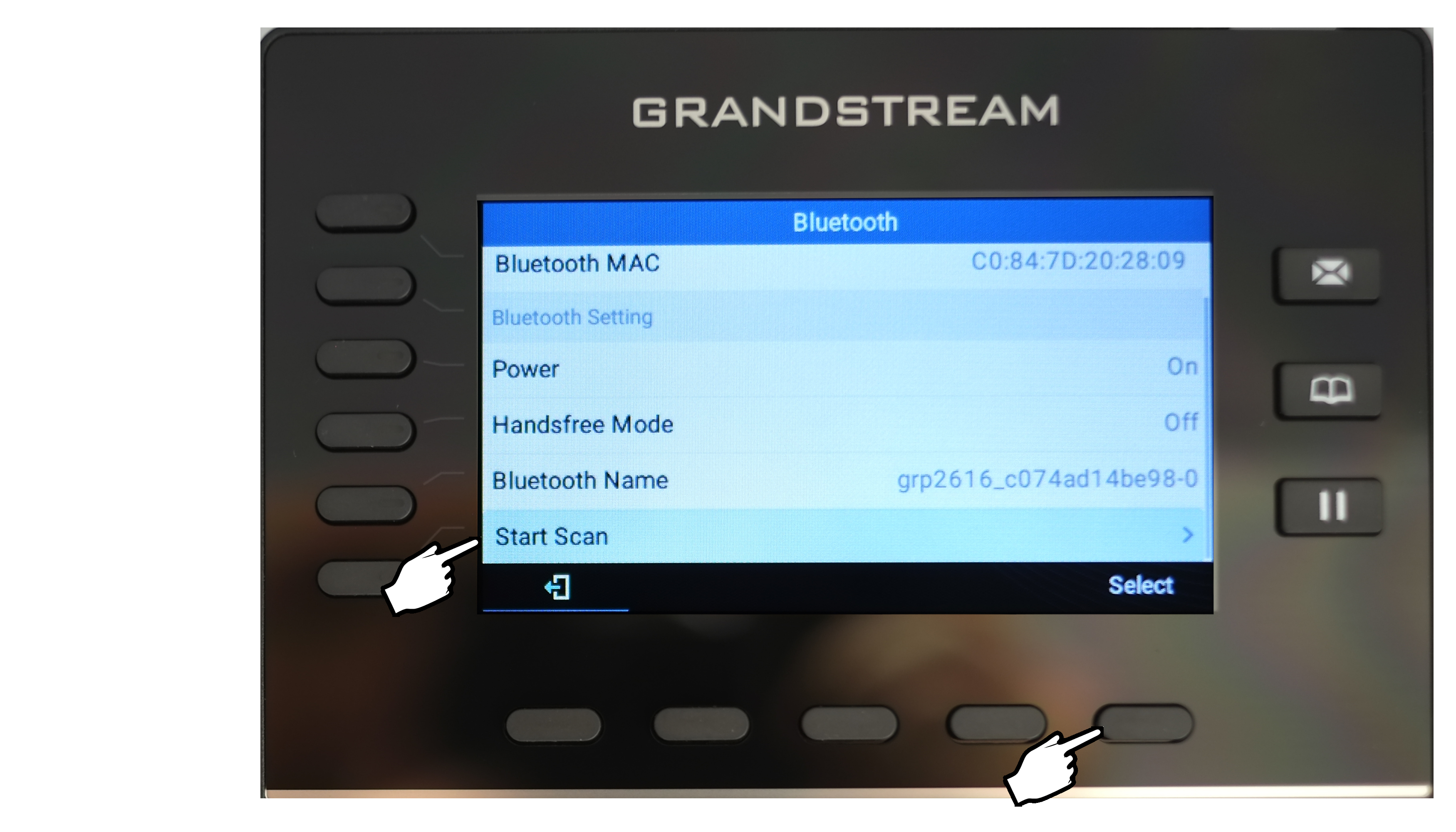 Grandstream phone start scan Bluetooth devices