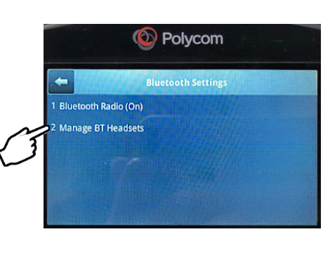 Polycom phone Bluetooth setting page