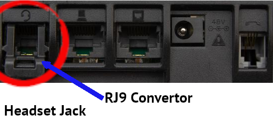 Mitel 6771, 6773, 6775, 6865, 6865i, 6867, 6867i, 6869, 6869i headset jack with RJ9 Convertor