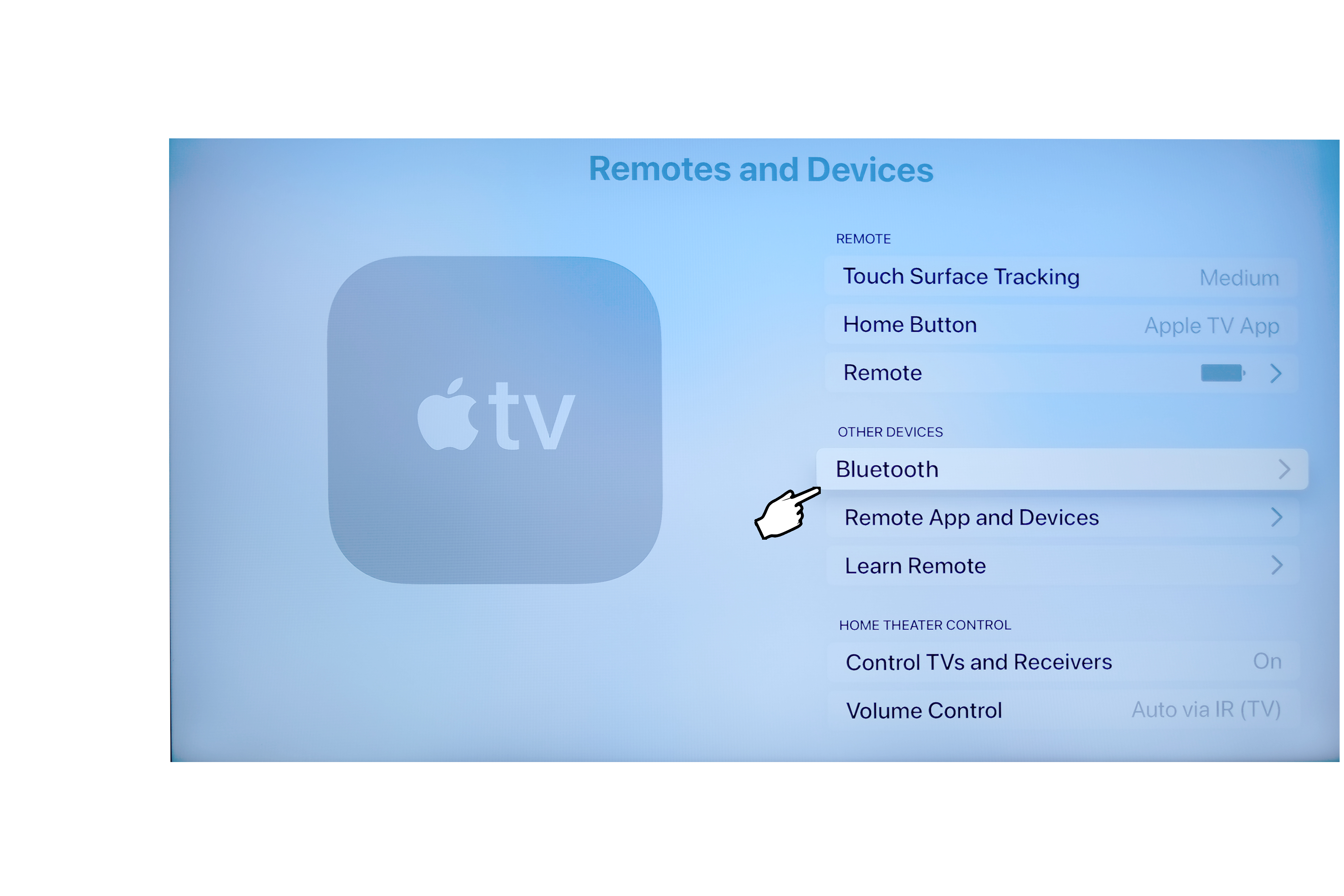 Apple TV Remotes and Devices setup page