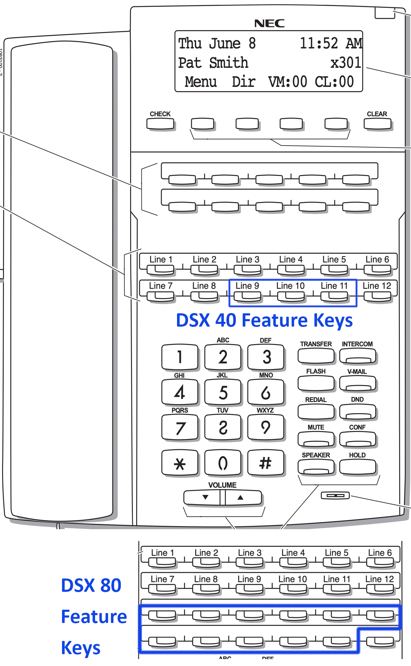 NEC DSX Phone keypad layout