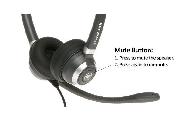Mute button for one speaker on dual ear headset