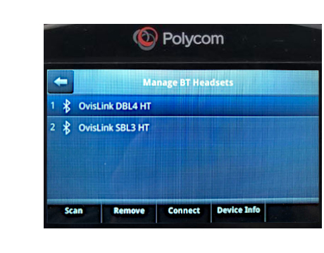 Polycom phone Bluetooth headset paired