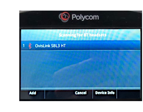 Polycom phone found OvisLink Bluetooth headset