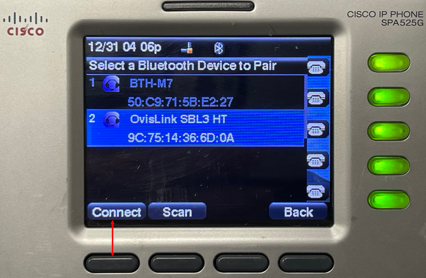Cisco SPA 525G connect button
