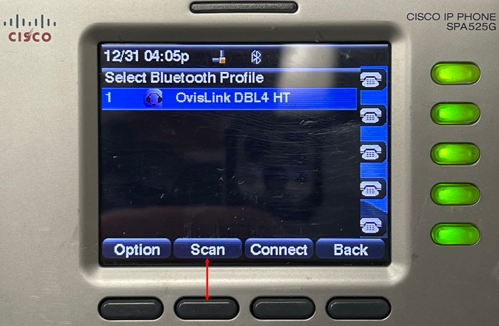 Cisco SPA 525G Scan button