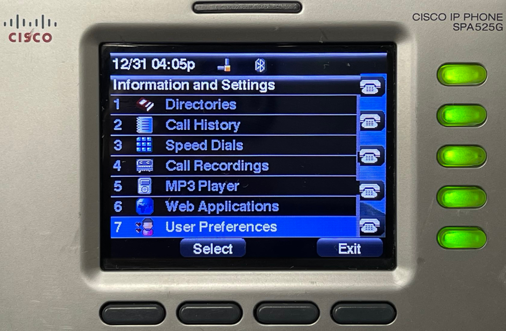 Cisco SPA 525G phone User Preferences