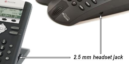 Polycom SoundPoint IP phone 2.5mm headset jack location s