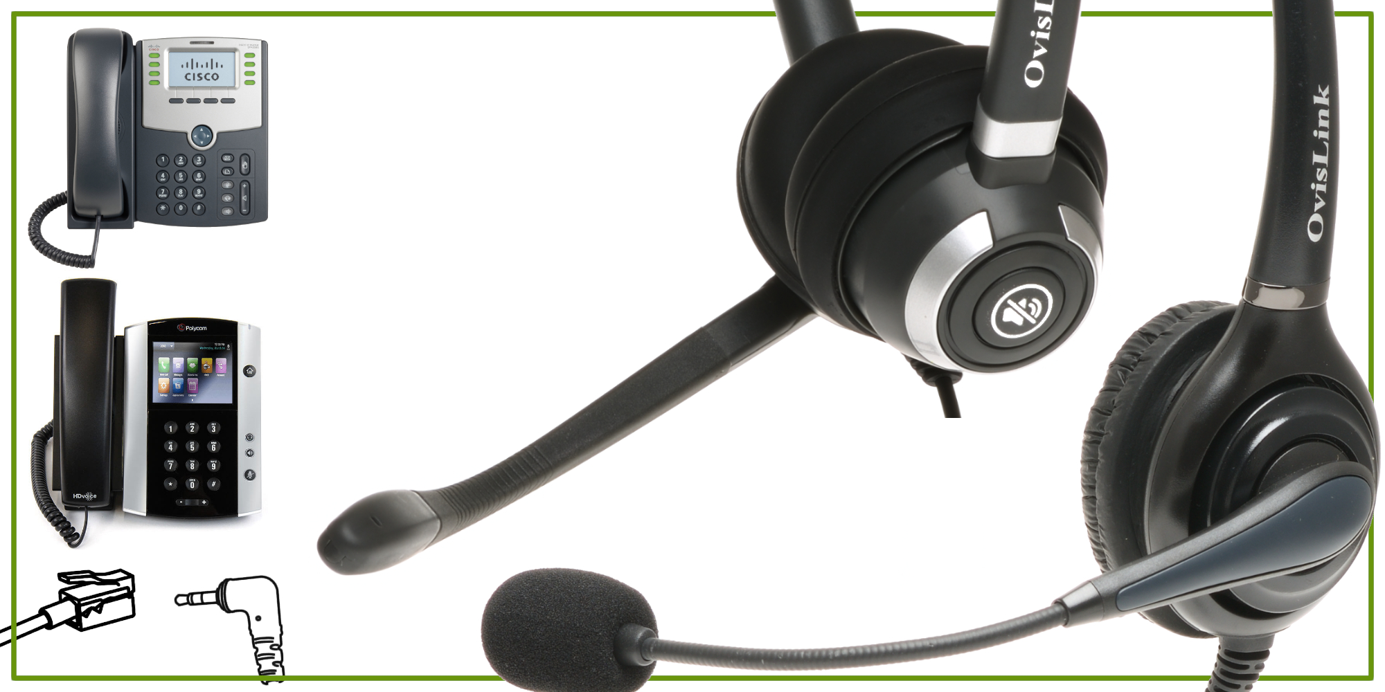 OvisLink Call Center Headsets Compatible with popular telephone brands